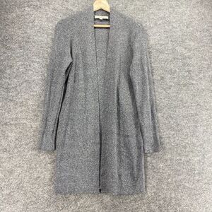 Loft Cardigan Women M Medium Gray Open Front Long Sleeve Rayon Knit Casual